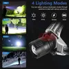 Lampade frontali 1000000LM Lampada frontale più potente 800W LED Torcia frontale ricaricabile USB Super luminosa a lunga portata Zoom Faro Luci da pesca HKD230922