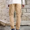 Calças masculinas homens cor sólida carga cintura elástica streetwear calças largas perna reta macacão sweatpants fitness ginásio jogging