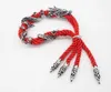 Charme pulseiras moda antiga prata jewerly vintage elegante corda vermelha cristal strass dragão pulseiras para mulheres