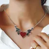 Ожерелья с подвесками 2023, ретро-панк, хип-хоп, металлическое ожерелье с крыльями демона, модное серебряное сердце в форме сердца для женщин, ювелирные изделия, подарок
