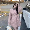 Frauen Trenchcoats Frauen Rosa PU Leder Mantel Jacke 2023 Frühling Einreiher Oansatz Lose Koreanischen Stil Casual Süße Windjacke 8897