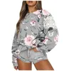 Kvinnors T -skjortor Casual Fashion Floral Print Round Neck Loose Long Sleeve Sweatshirt Hoodies Tops Sports Blus 2023