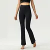 Leggings de sport de couleur unie, taille haute, cardigan élastique, yoga avec fesses hautes et fesses surélevées, taille élastique et pantalon évasé slim fit