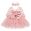 Robes de fille 3 6 12 18 24 36 mois robe de naissance fleurs maille mode fête petite princesse bébé cadeau d'anniversaire de noël vêtements pour enfants