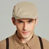 Bérets hommes britannique Ivy Cap mode grande tête hommes printemps et été loisirs béret mâle solide coton sboy chapeau 55-60 cm 230922