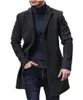 Męskie mieszanki wełny 2023 Zima zima Lapel Single Breasted Jacket Woolen Solid Button Coats swobodne luźne mężczyzn proste kurtki 230921