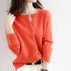 Women's Solid Color Knitted Cardigan Autumn Winter New Round Neck Single-Breasted Sweater Camel Bottoming Shirt Coat