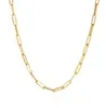 Fashion Paperclip Link Chain Women Necklace Rostfritt stål Guldfärgkedja Halsband för kvinnor Män smycken gåva 2203157573056