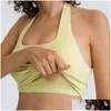 Yoga Outfit L146 Women Fashion Y Sports Bra Tank Tops Hangs Neck Fit Back Fabric Folds Underwear Vest Feels Buttery-Soft Top With Remo Dhgsm