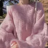 Maglioni da donna 2023 Ins Mohair morbido sottile rosa maglione pullover cava primavera abbigliamento esterno sciolto stile pigro dolce maglia autunno