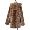 Womens Fur Faux Women Leopard Print och Gilet Long Sleeve Waistcoat Body Warmer Furry Jackla Coat Huftkläder med Pocket 230922