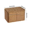 Storage Baskets Woven Basket With Lid Plus Size Sundries Dustproof Organizer Box Large Bins Cabinet Wardrobe Drop Delivery Home Gard Dheit