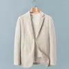 Abiti da uomo Giacca da abito in lino di cotone Primavera Estate Blazer grigio casual allentato Cappotto sottile da uomo a maniche lunghe da lavoro