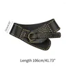 Belts Y166 Fashion Men Teens Rivet Decor Waist Belt PU Adjustable Style Cowboy Strap