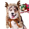 Hundkläder julkatt älgmantel söt rendräkt för katter cosplay klä upp tillbehör med gever pet cape