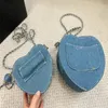 Luxuriöse Denim-Love-Tasche, klassische Designer-Silber-Hardware, Catwalk-Modekette, Damen-Umhängetasche, Umhängetasche, Umschlag mit goldener Kugel, Damen-Tragetasche