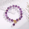 Strand Natural Amethyst Armband Women Sweet Romantic Crystal Flower Agate Par Bangles Buddha Bead Armband Gift till flickvän