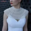 Chokers Topqueen G68 Panie Pearl Kołnierz Biżuter Seksowna łańcuch ciała Pearl Choker Warstwowy naszyjnik na wesele panny młode 230921