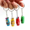 Keychains 12st Set Russian Nesting Dolls Key Ring Babushka Matryoshka figurer Kids Toy1306V