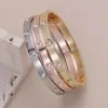 Bangle Stainless Steel Bracelets Woman Bangles for Golden Love Crystal Wedding Feminina Luxury Jewellery Gifts 230922