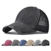 Casquettes de baseball Casquette de baseball Adulte Net Couleur Pure Chapeau Lavage Eau Peu Incurvée Eaves Été Respirant Ombre Hip Hop Ajusté