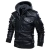 Veste de moto en similicuir pour hommes hommes vestes PU décontractées homme hiver épais chaud Vintage col à capuche Club Bomber manteaux chaqueta 230922