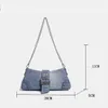 NEW Shoulder Bags Women's Bag Denim Punk Brass Buckle Belt Decorative Barrel Handle Handbag Purse Women Handbags Designers