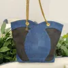 Composite Bag denim totebag women handbag luxury designer bag large capacity shopping bags embroidered tote chain shoulder Bags women's travel bag