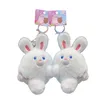 Plush Keychains A Pair Plush Couple Attraction Rabbit Keychain Cute Plush Toy Girls Holiday Gift Novel Magnet Backpack Pendant 230922