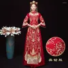 Этническая одежда FZSLCYIYI с цветочной вышивкой и стразами, китайское свадебное платье для невесты и жениха, элегантный костюм Ципао для свадьбы