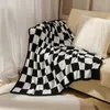 Dekens Moderne Eenvoud Bankdeken Plaid Dambord Gebreide Dekens Voor Bedden Reizen Bedovertrek Pluizig Dutje Sprei Zacht Laken HKD230922