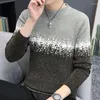 Men's Sweaters Casual Sweater Round Neck Knitted Imitation Wool Pullover Jacquard Long Sleeve Winter Mens Clothing Knitwear A35