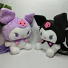 Factory wholesale 30cm 2 color kuromi plush toy backpack cartoon peripheral doll backpack children's schoolbag