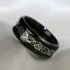 Bague de couple - Bague en acier titane dragon 8 mm pour hommes et bague de mariée en or noir 10 carats avec diamant noir et pierres précieuses pour femmes W2243