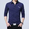 Men's Polos Men Polo Shirt Brand Spring Summer Autumn Mens Casual Fashion Cotton Solid Color Turn Down Long Sleeve Shirts Clothing