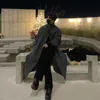 メンズウールブレンド冬の長いウールコートメンメンズウォームファッション厚いジャケット特大の韓国のゆるい厚いトレンチメンズオーバーコート230921