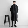 Misturas de lã masculina Mafokuwz japonês blusão longo grosso quente trench coat na moda solto pano de lã coreano streetwear jaqueta 230921