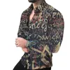 Herrklänningskjortor skjorta mode enda bröst casual tri-färg tryck långärmad topp hawaiian party cardigan s-6xl