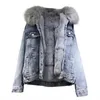 Damesjassen Vrouwen Winter Fleece Dikker Denim Jas Grote Bontkraag Warme Jean Jas Vrouwelijke Dikke Pluche Koreaanse Mode Bovenkleding