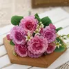 Decorative Flowers Silk High Home Faux Peony White Decoration Quality Retro Wedding Artificial Crafts Rose Bouquet Decor