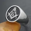 Bröllopsringar Secret Master Mason Compass Freemason Masonic Signet Soild Real Sterling Silver Ring 230922