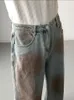 Men's Jeans 2023 Korean Version Of Niche Design Dirty Men Retro Wash American Tie-dye High Waist Straight Leg Wide-leg Pants