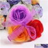 Couronnes de fleurs décoratives plantes artificielles 3 pièces parfumées fleur de rose pétale bain savon pour le corps cadeau de fête de mariage décoration de la maison Flore Otey9