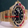 Ny mode lyxiga rostfritt stål armband II Black Dial Sapphire Ruby Diamond Bezel 116758 Watch Chest 40mm Mechanical Man Watch328x