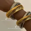 Bangle Ins Steel Armband Vintage Dubbelskikt Elastiskt Gypsy Polering Bangle For Women Girls Fashion Eesthetic Jewelry 230921