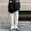 Męskie dżinsy Czarne chude mężczyźni High Street Zip szeroka noga Vaqueros Fashion Casual Y2K Spodnie Streetwear Punk Summer Fit Denim Pants 2309922