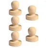 Storage Bottles 5 Pcs DIY Stamp Vintage Cabinet Knobs Scrapbook Wooden Seal Bamboo Child Decorations