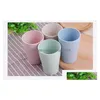 Tumblers Eco-vänliga 4 färger tillgängliga vete st tumbler set 10 oz återanvändbar plasttandkopp SN746 Drop Delivery Home Garden Kitch Dhkor