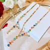 Chaînes de luxe Vintage Art couleur bonbon géométrique cubique zircone collier pour femmes Y2K bijoux Festival de musique cadeaux de fête de thé