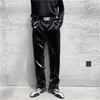 Men's Pants M-2XL Autumn Winter Black Personality Street Bright Loose Straight Trousers Korean Version Of All Hip Hop PU Leather